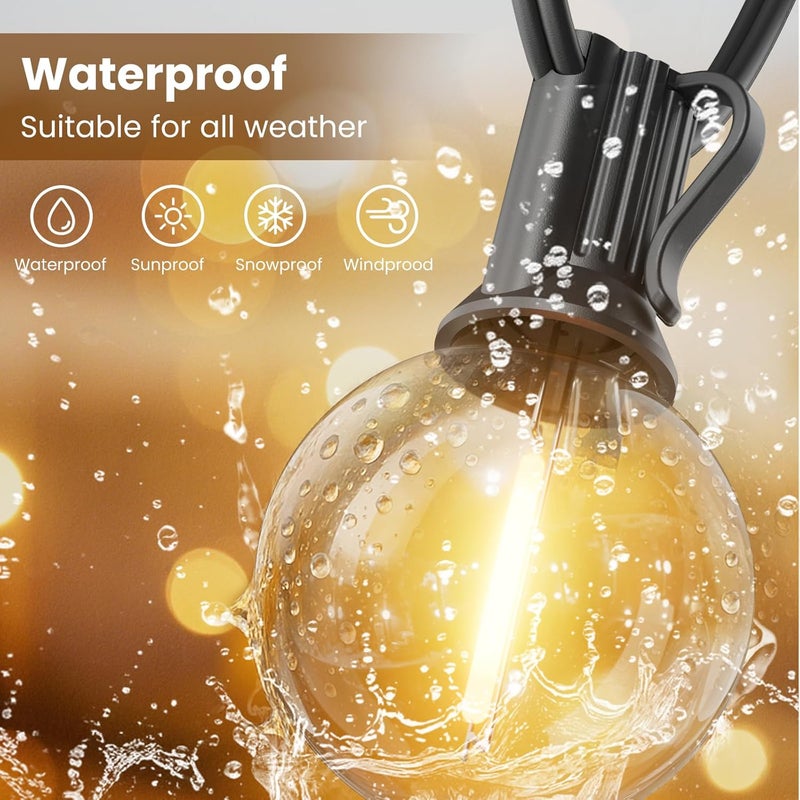 RTTY Outdoor String Lights 400 ft, 4 Pack 100 ft G40 Led Patio Lights with 52pcs Bulbs,Shatterproof Waterproof Connectable Hanging Globe for Porch Cafe Bistro Backyard Gazebo Balcony Party - Image 5